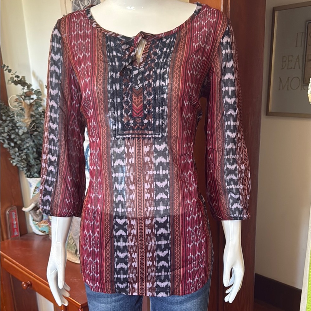 NWT Eddie Bauer size small Women's Bohemian Red and Black Top